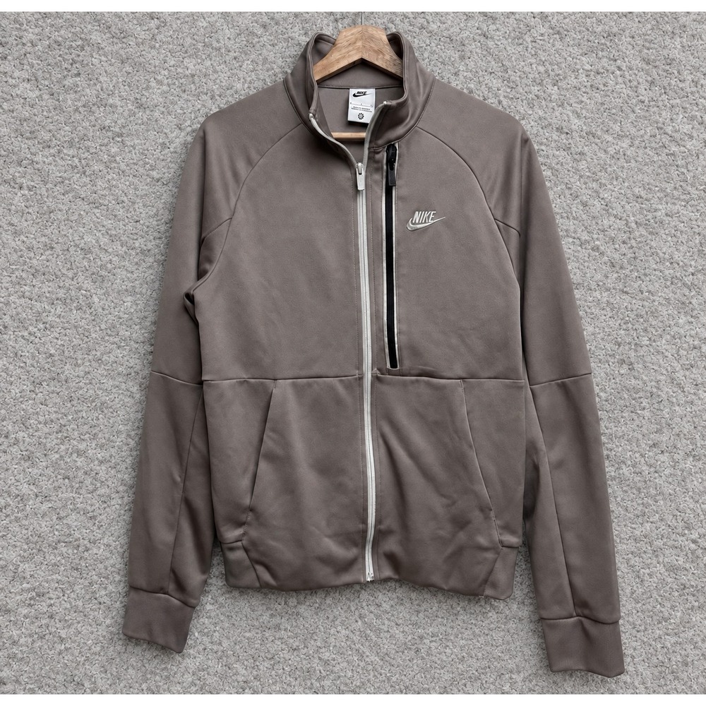 Nike Full Zip Jacket Mens S Gray N98 Performance Active Track Sweater Mock Neck